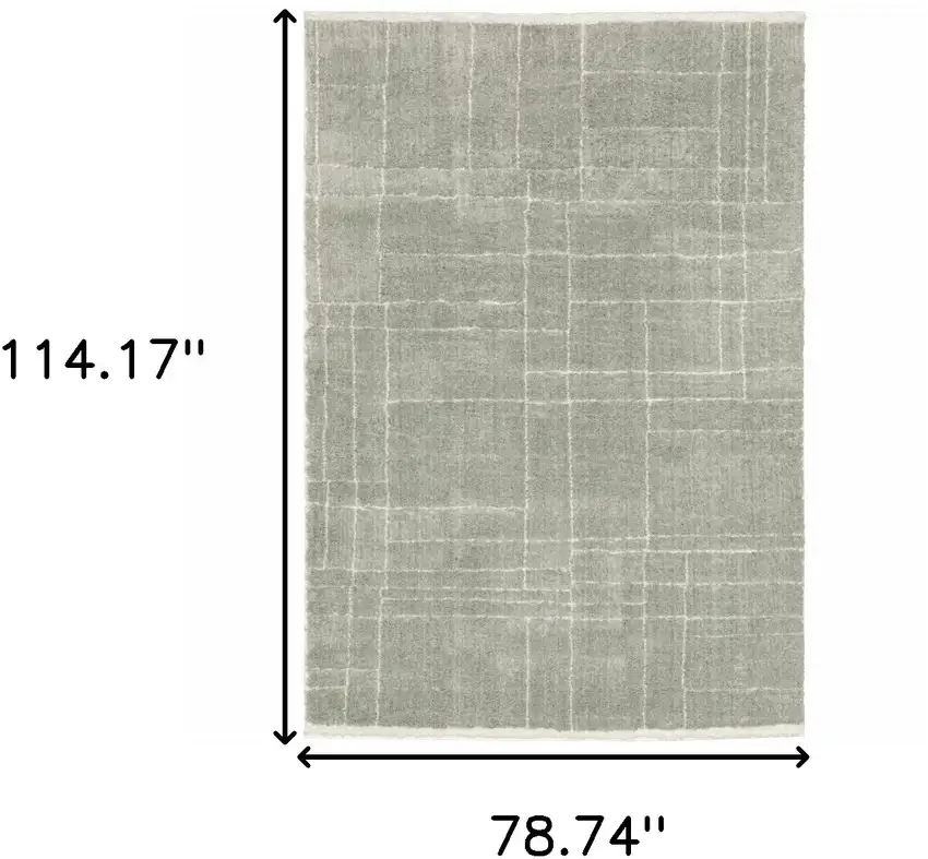 6' X 9' Grey And Ivory Geometric Shag Power Loom Stain Resistant Area Rug Photo 3