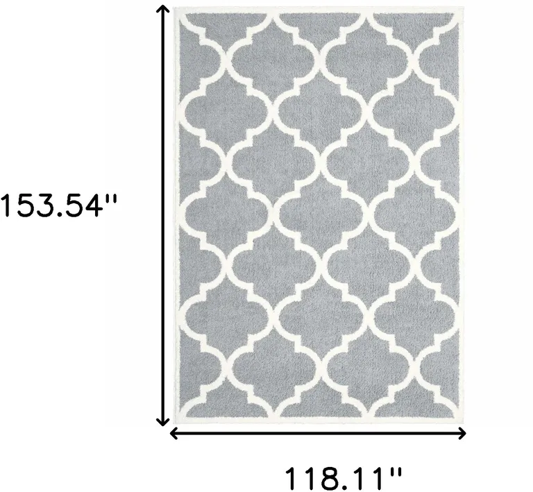 Grey And Ivory Geometric Shag Power Loom Stain Resistant Area Rug Photo 3