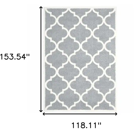 Grey And Ivory Geometric Shag Power Loom Stain Resistant Area Rug Photo 3