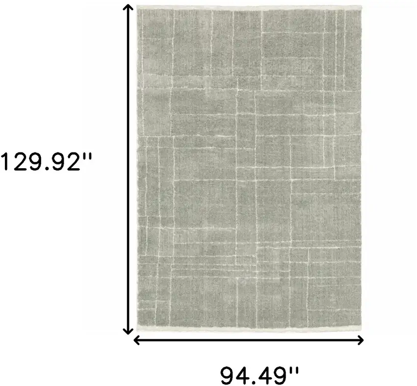 Gray and Ivory Geometric Shag Power Loom Area Rug Photo 3