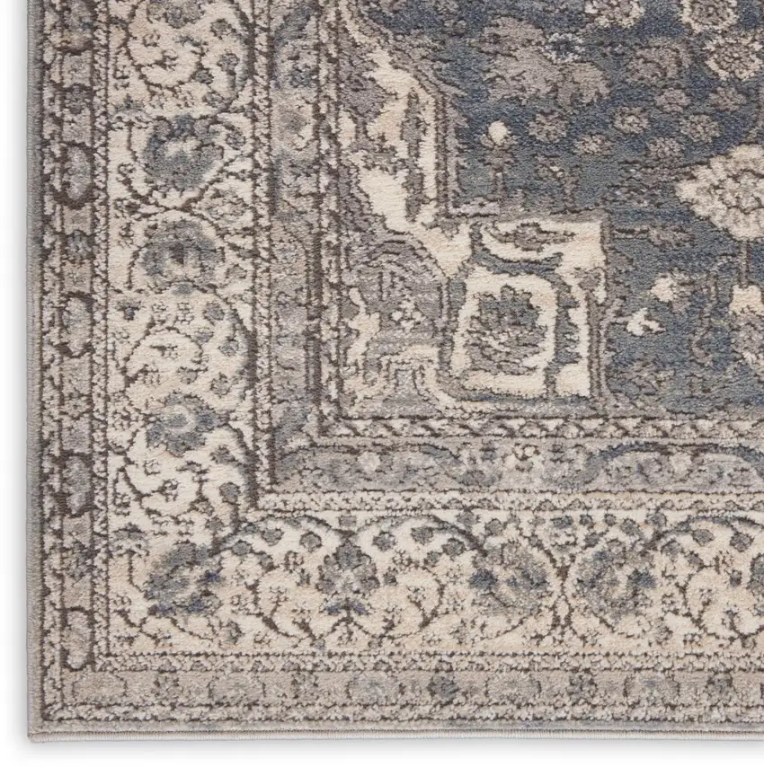 Grey And Ivory Oriental Power Loom Non Skid Area Rug Photo 3