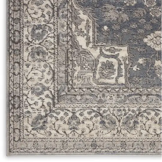 Grey And Ivory Oriental Power Loom Non Skid Area Rug Photo 9