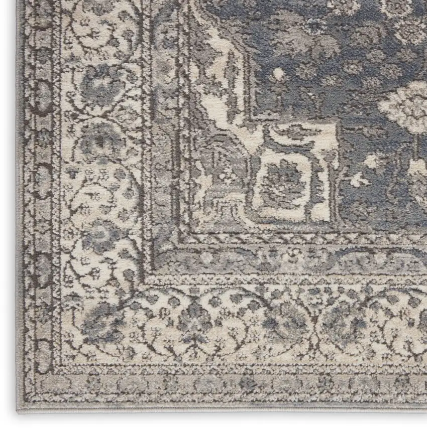 Grey And Ivory Oriental Power Loom Non Skid Area Rug Photo 9