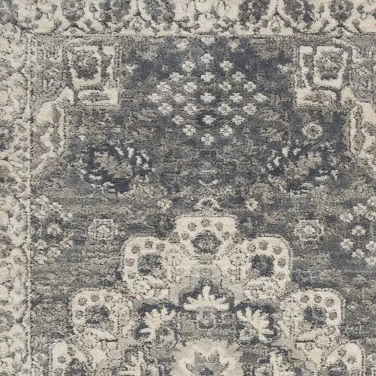 Grey And Ivory Oriental Power Loom Non Skid Area Rug Photo 1