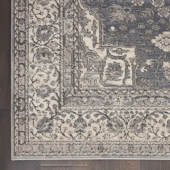 Grey And Ivory Oriental Power Loom Non Skid Area Rug Photo 7