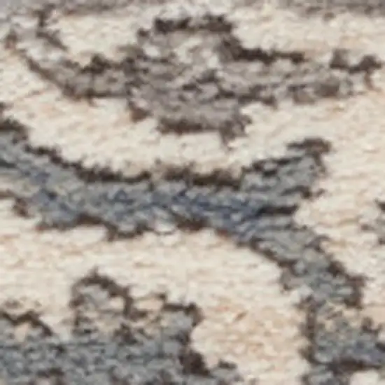 Grey And Ivory Oriental Power Loom Non Skid Area Rug Photo 1