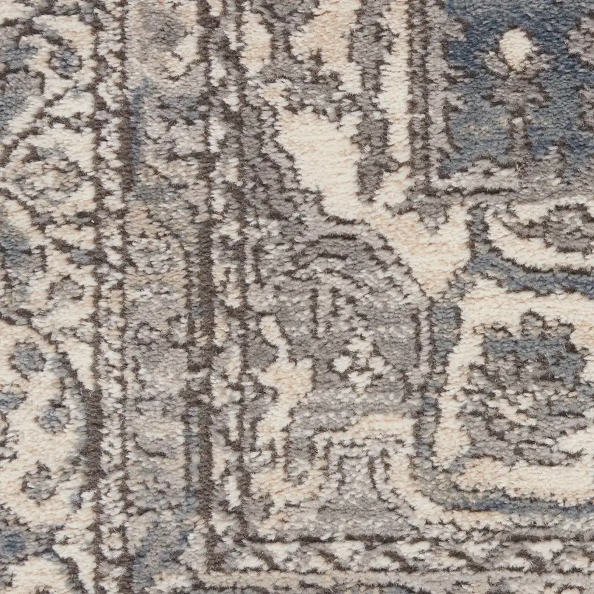 Grey And Ivory Oriental Power Loom Non Skid Area Rug Photo 8