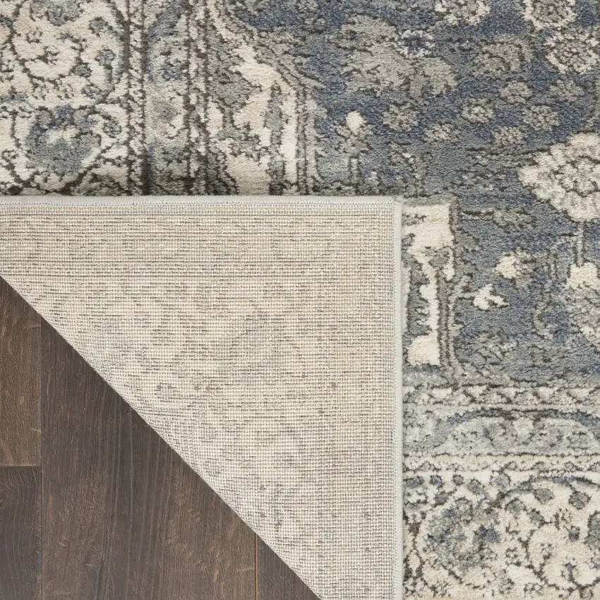 Grey And Ivory Oriental Power Loom Non Skid Area Rug Photo 8