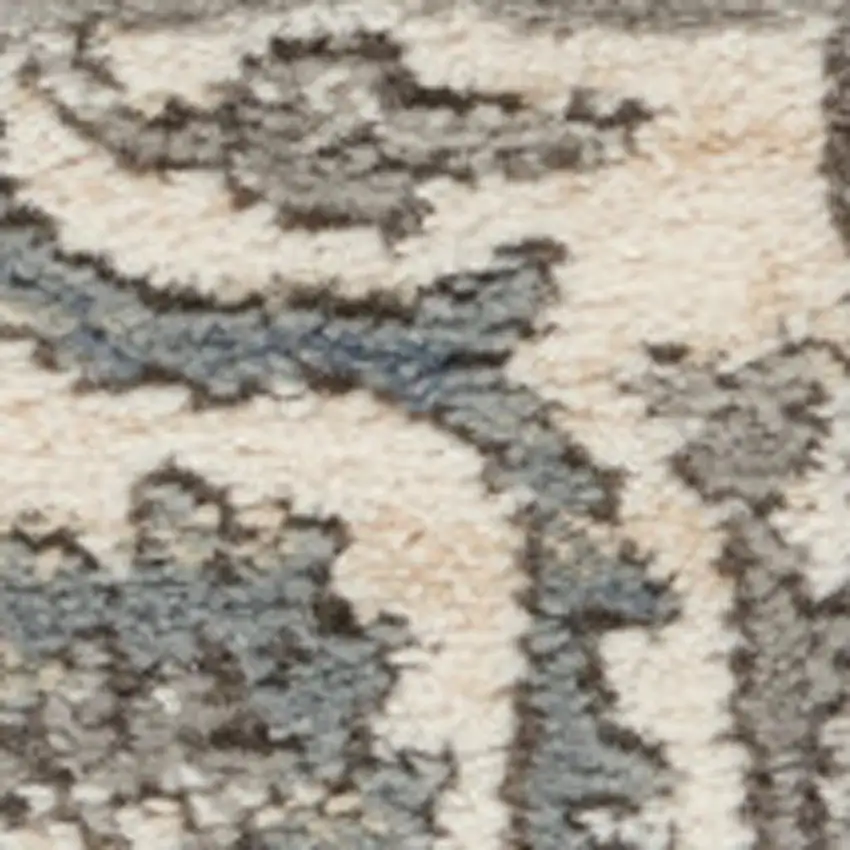 Grey And Ivory Oriental Power Loom Non Skid Area Rug Photo 4