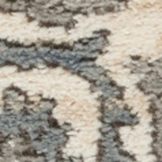 Grey And Ivory Oriental Power Loom Non Skid Area Rug Photo 1