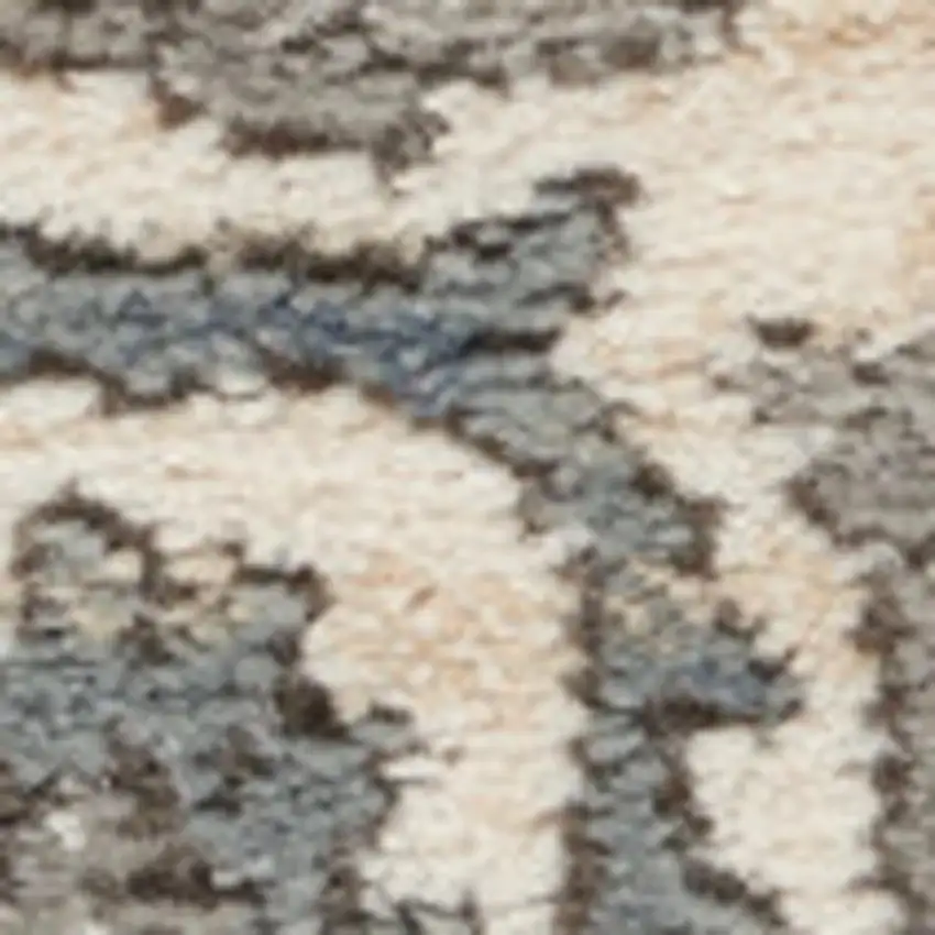 Grey And Ivory Oriental Power Loom Non Skid Area Rug Photo 1