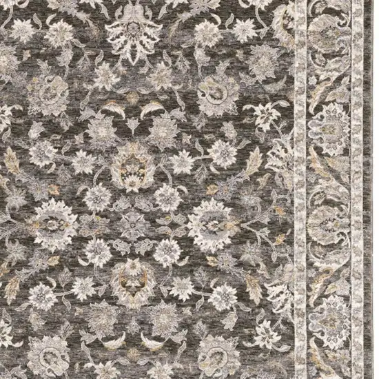 Grey And Ivory Oriental Power Loom Stain Resistant Area Rug With Fringe Photo 4