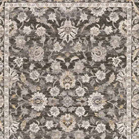 Grey And Ivory Oriental Power Loom Stain Resistant Area Rug With Fringe Photo 5