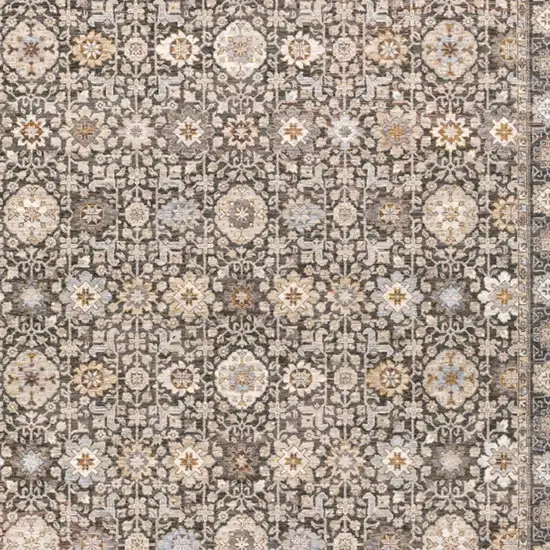 Grey And Ivory Oriental Power Loom Stain Resistant Area Rug With Fringe Photo 7