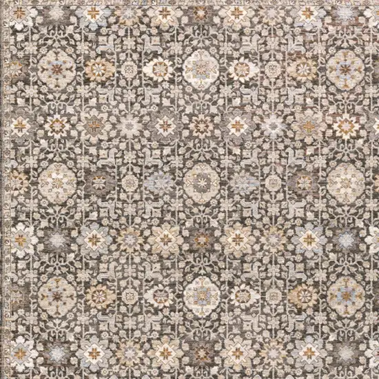 Charcoal And Ivory Oriental Area Rug With Fringe Photo 6