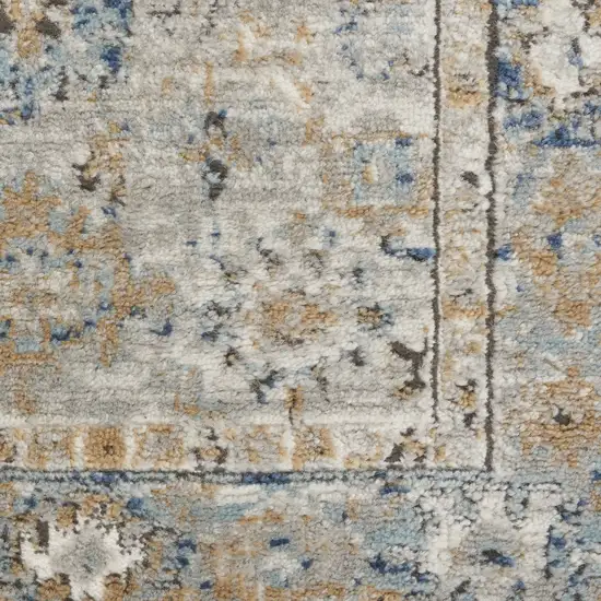 Grey And Light Blue Oriental Power Loom Non Skid Area Rug Photo 1