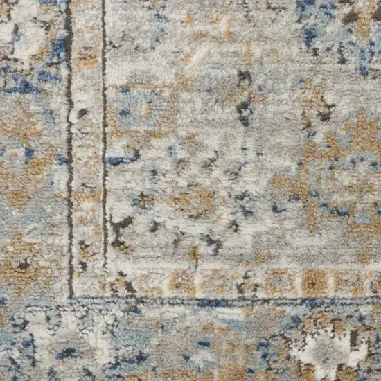 Grey And Light Blue Oriental Power Loom Non Skid Area Rug Photo 3