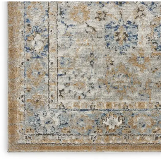Grey And Light Blue Oriental Power Loom Non Skid Runner Rug Photo 8