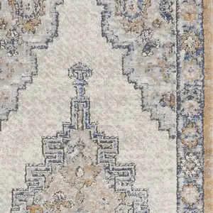 Photo of Grey And Light Blue Oriental Power Loom Non Skid Runner Rug