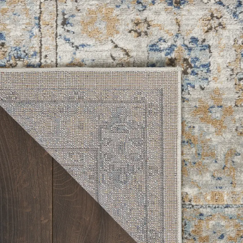 Grey And Light Blue Oriental Power Loom Non Skid Runner Rug Photo 9
