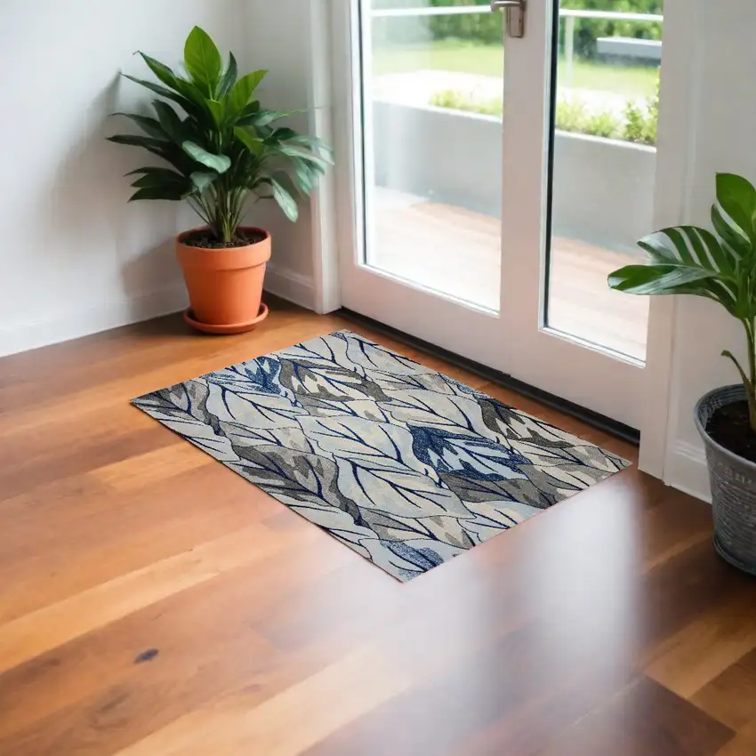 Grey And Navy Area Rug Photo 1