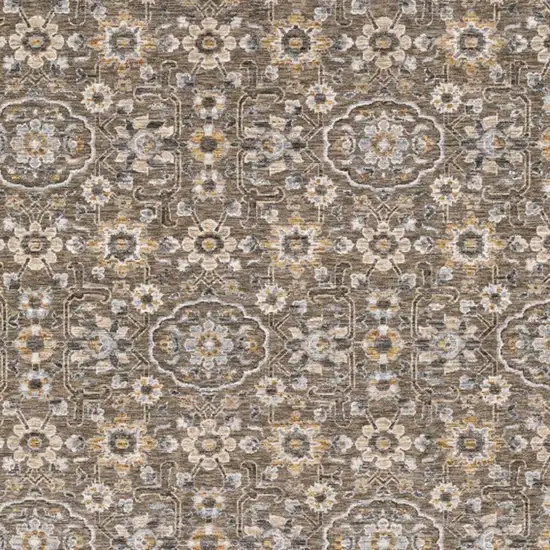 Grey And Tan Floral Power Loom Stain Resistant Area Rug With Fringe Photo 6