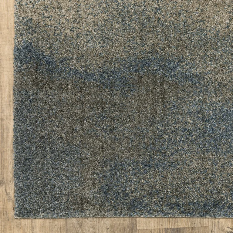Grey And Teal Blue Abstract Power Loom Stain Resistant Area Rug Photo 5