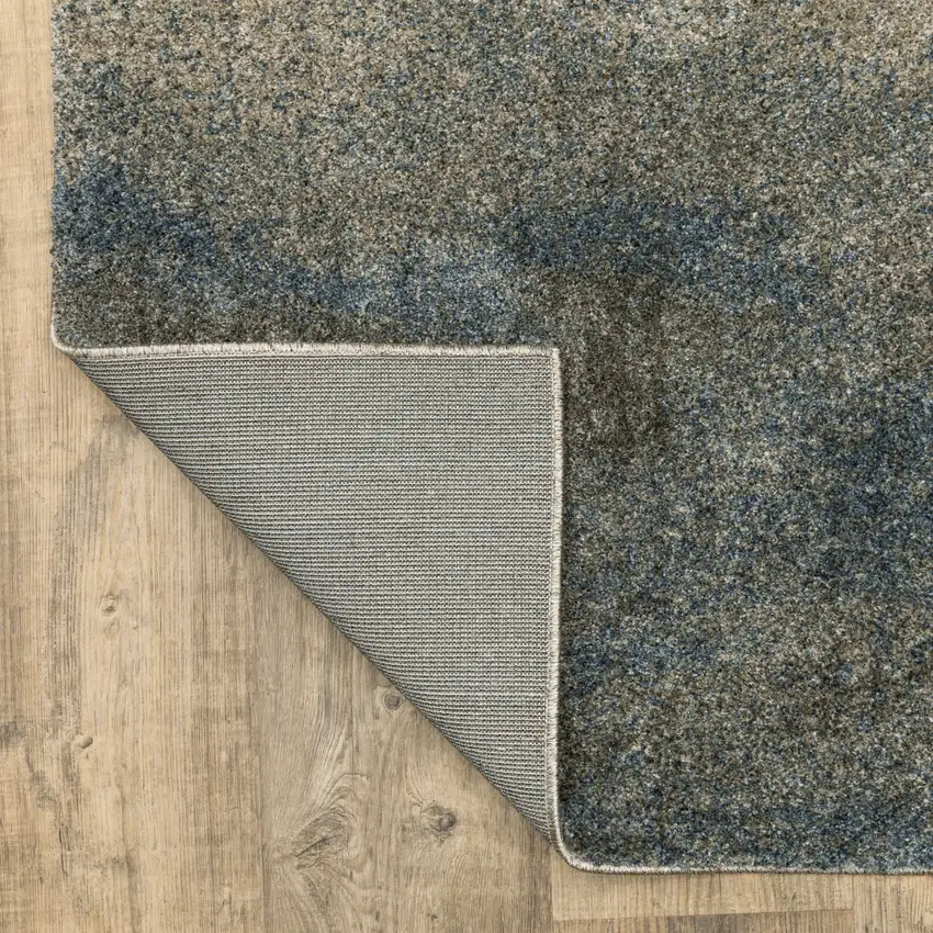Grey And Teal Blue Abstract Power Loom Stain Resistant Area Rug Photo 6