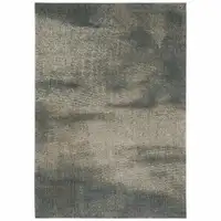 Photo of Grey And Teal Blue Abstract Power Loom Stain Resistant Area Rug