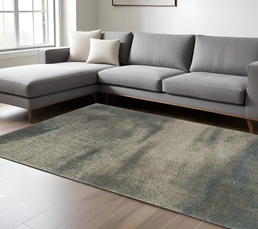 Gray Abstract Power Loom Area Rug Photo 1