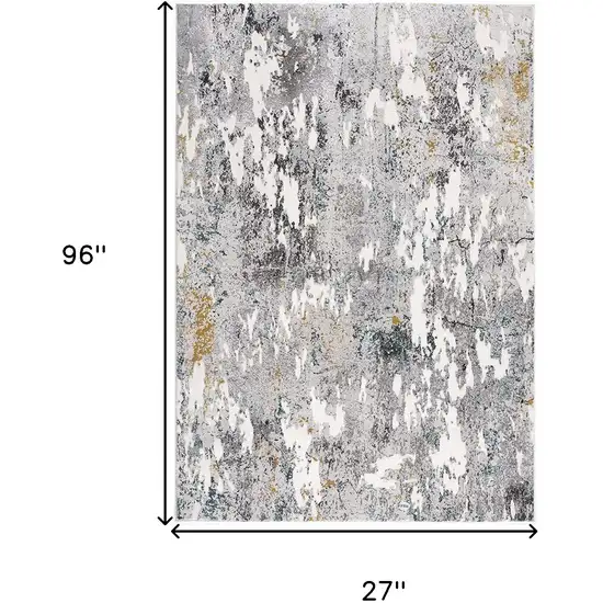 Grey And White Abstract Power Loom Stain Resistant Area Rug Photo 8