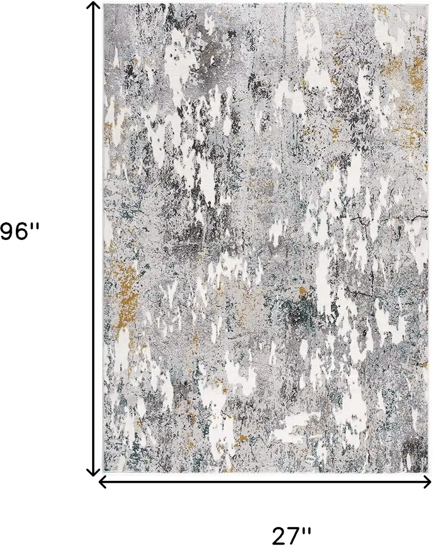 Grey And White Abstract Power Loom Stain Resistant Area Rug Photo 8