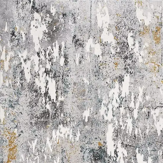 13' Gray And White Abstract Shag Runner Rug Photo 4