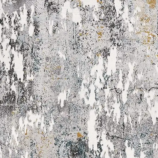 13' Gray And White Abstract Shag Runner Rug Photo 3