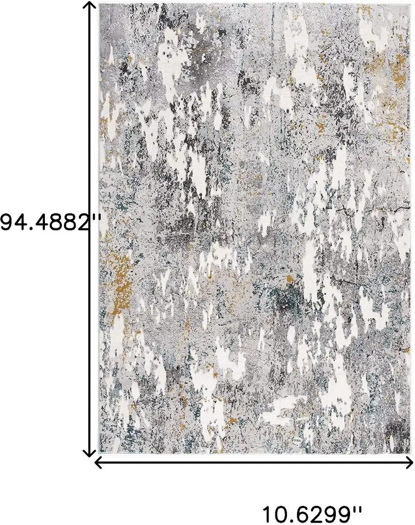 Grey And White Abstract Power Loom Stain Resistant Area Rug Photo 8
