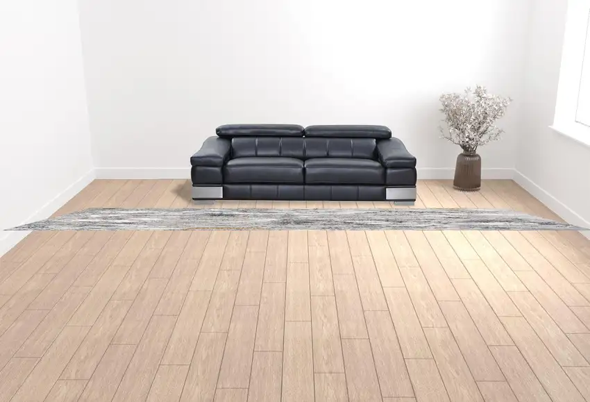 Grey And White Abstract Power Loom Stain Resistant Area Rug Photo 2