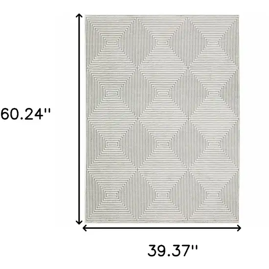 Grey And White Geometric Power Loom Stain Resistant Area Rug Photo 3