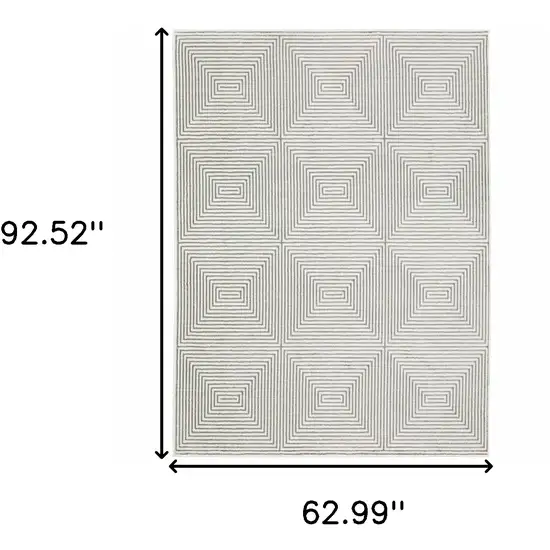 Grey And White Geometric Power Loom Stain Resistant Area Rug Photo 3