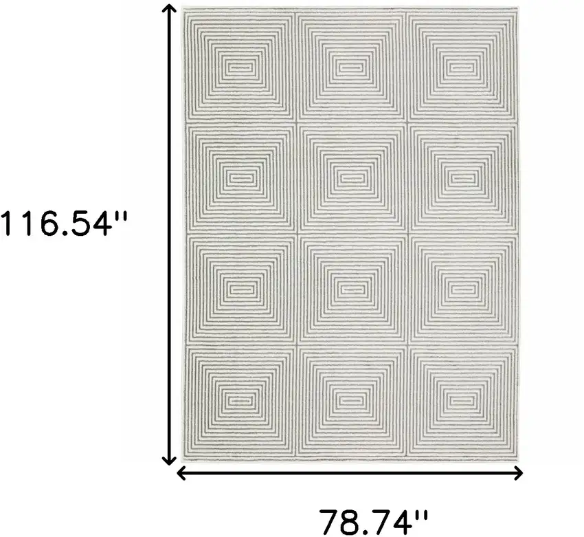 Gray and White Geometric Power Loom Area Rug Photo 3