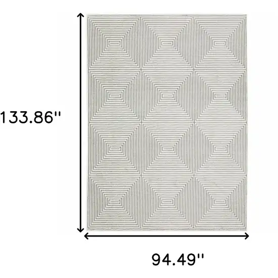 Gray And White Geometric Distressed Area Rug Photo 3