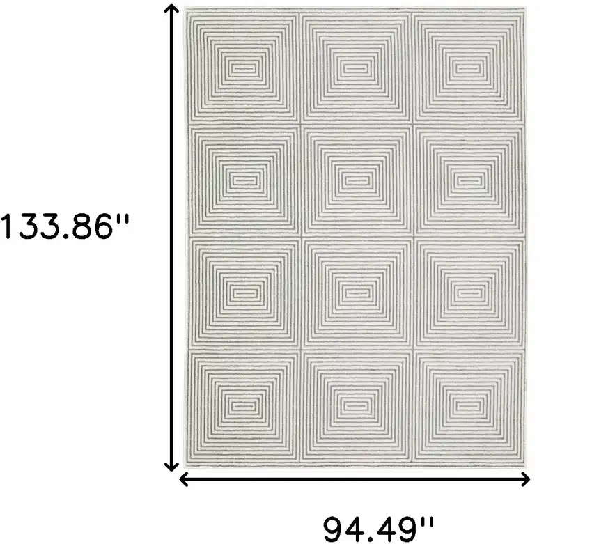 Gray And White Geometric Distressed Area Rug Photo 3