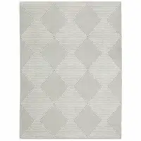 Photo of Grey And White Geometric Power Loom Stain Resistant Area Rug