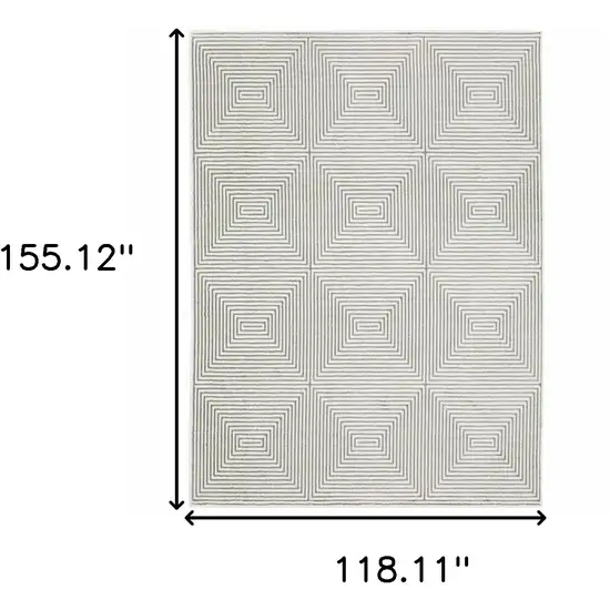 Grey And White Geometric Power Loom Stain Resistant Area Rug Photo 3