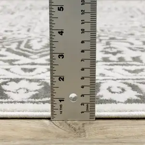 Photo of Grey And White Oriental Power Loom Stain Resistant Runner Rug