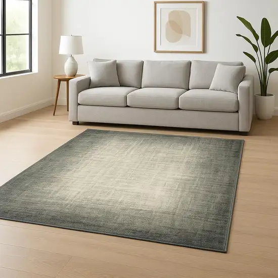 Grey Beige And Blue Power Loom Stain Resistant Area Rug Photo 1
