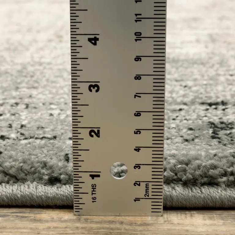 Grey Beige And Blue Power Loom Stain Resistant Runner Rug Photo 5