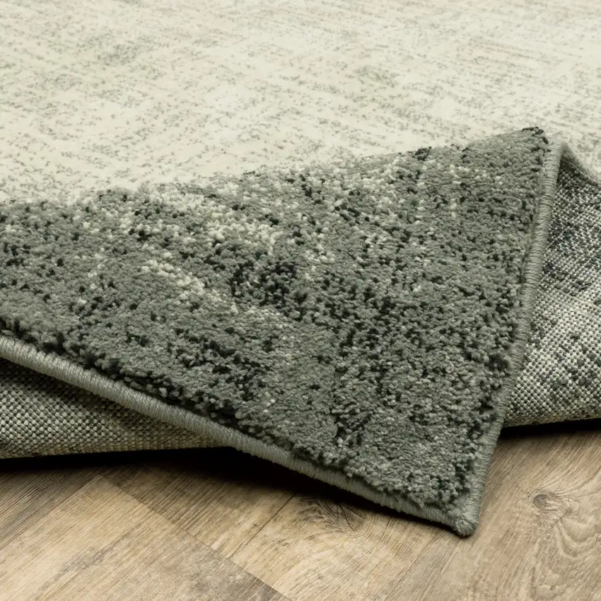 Grey Beige And Blue Power Loom Stain Resistant Runner Rug Photo 7