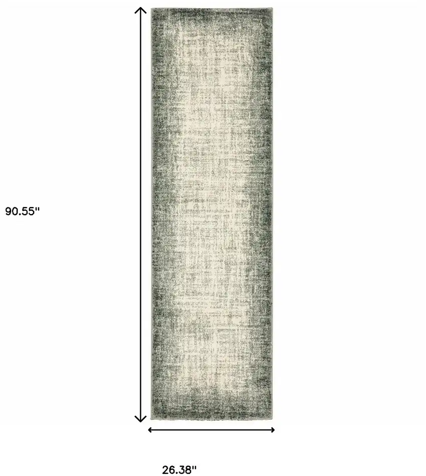 Grey Beige And Blue Power Loom Stain Resistant Runner Rug Photo 8