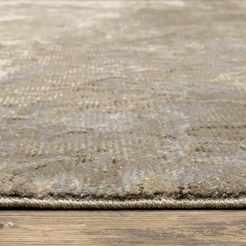 Grey Beige And Ivory Abstract Power Loom Stain Resistant Area Rug Photo 9