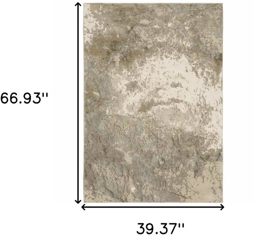Grey Beige And Ivory Abstract Power Loom Stain Resistant Area Rug Photo 8